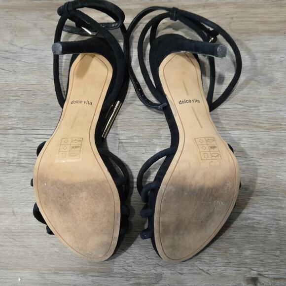 Dolce‎ Vita Strappy Sandal High Heel Pumps Black Suede Leather 8.5 Whimsygoth - Picture 4 of 5